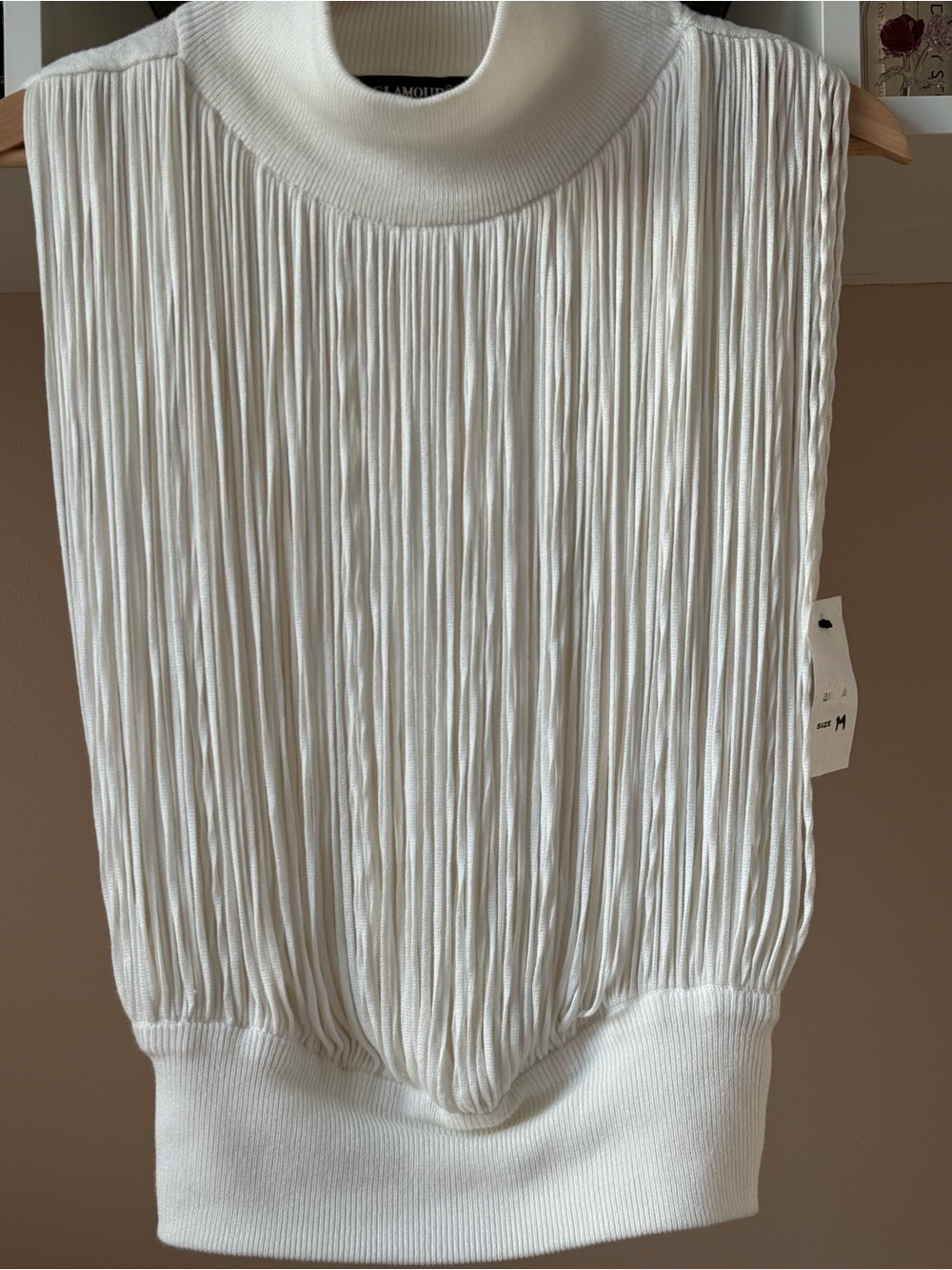 Glamour White Blouse Mock Neck Tank